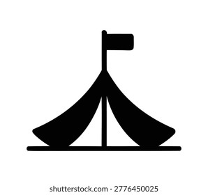 A minimalist solid black graphic representing a large event tent, possibly for a circus