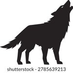 A minimalist solid black silhouette of a wolf howling
