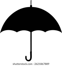 Minimalist solid umbrella vector offers an iconic image of weather protection. Symbolizing shelter from rain or sun, the silhouette can be used in many ways.