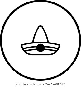 Minimalist Sombrero Illustration within a Circle for Mexican Culture or Celebrations