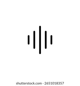 Minimalist sound wave line icon, representing audio, voice, music, or speech recognition, isolated on a white background.