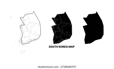 Ilustración vectorial minimalista de mapas de Corea del Sur