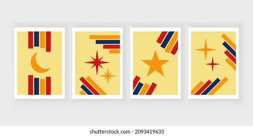 Decoración de vectores de artes murales de objetos espaciales minimalistas