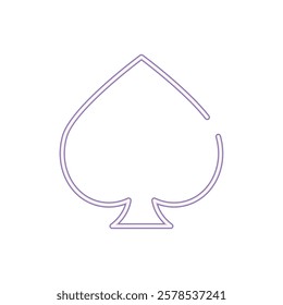 A minimalist spade symbol icon in purple linear style