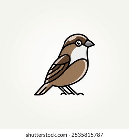 minimalist sparrow bird flat line art icon logo vector illustration design