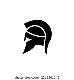 Minimalist Spartan helmet icon in bold silhouette.