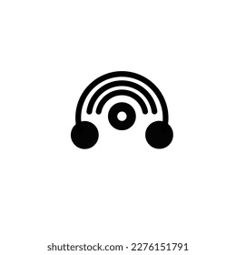 Logo de altavoz minimalista y auriculares 