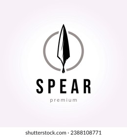 minimalist spear logo design, pike illustration design for retro vintage warriors