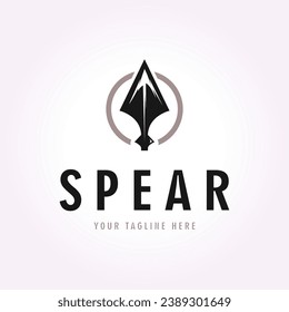 minimalist spear logo icon vector, vintage illustration of spearhead retro design