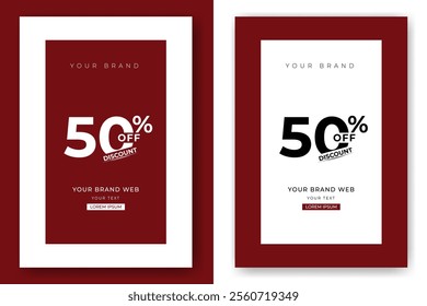 Minimalist Special Discount Offer Vector 50 Percent Flyer Template. Sales Discount Special Banner Template