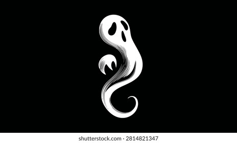 Minimalist spectral entity icon for spooky graphics and character designs.