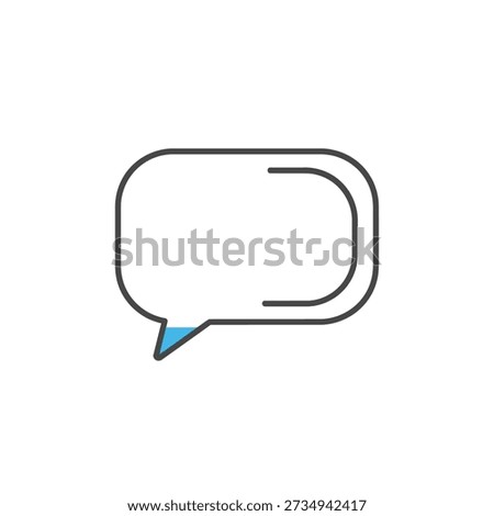 Minimalist speech bubble with blue highlighted tip