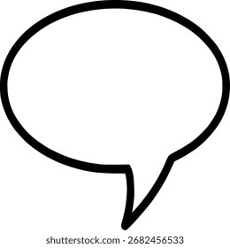 Esquema minimalista del icono de la burbuja del discurso en estilo negro de la silueta en el fondo blanco. Ideal para interfaz de usuario de chat, App de mensajería, interfaces de IA y elementos visuales de comunicación digital.