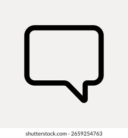 Icono de burbuja de discurso minimalista. Simple contorno negro de una burbuja de discurso. Perfecto para temas de comunicación. Burbuja de voz para diseños de diálogo y conversación. VECTOR de iconos de interfaz de usuario.
