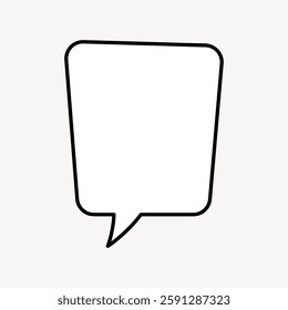 Minimalist speech bubble icon with a square shape and pointed tail. Simple speech bubble design for comics, chat, or communication themes. Speech bubble outline. Communication vector element.