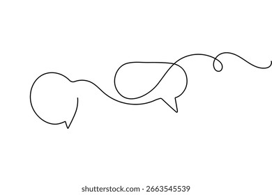 Bolha de fala minimalista desenho de uma linha na ilustração de vetor de contorno isolado no fundo branco