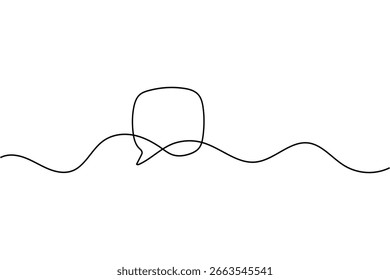 Bolha de fala minimalista desenho de uma linha na ilustração de vetor de contorno isolado no fundo branco