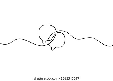 Dibujo minimalista de una línea de la burbuja del discurso en la Ilustración vectorial del contorno aislada en el fondo blanco