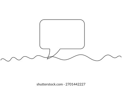 Burbuja de discurso minimalista una línea de dibujo sobre fondo blanco
