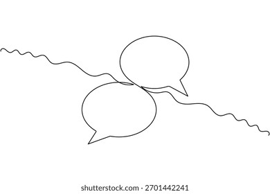 Burbuja de discurso minimalista una línea de dibujo sobre fondo blanco