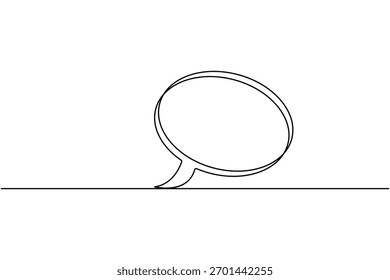Burbuja de discurso minimalista una línea de dibujo sobre fondo blanco