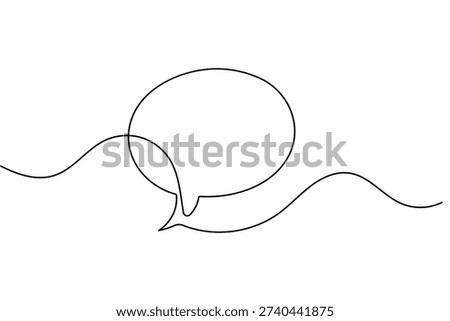 Minimalist speech bubble one line art drawing continuous line outline vector icon

