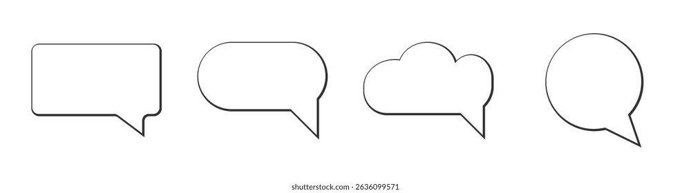 Minimalist Speech Bubbles. A clean set of blank vector chat and thought bubbles. Perfect for web and app design, comics, or adding communication elements to any project.