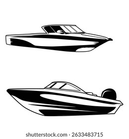 Minimalist Speedboat Lineart Vector Design
