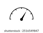 Minimalist speedometer gauge icon with needle. Vector icon design.