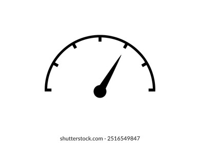 Minimalist speedometer gauge icon with needle. Vector icon design.