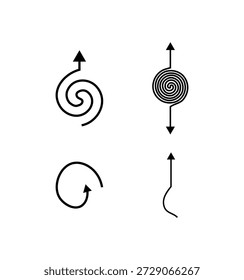 Minimalist Spiral Arrow Vector Set - Creative Swirl and Curvy Directional Icons