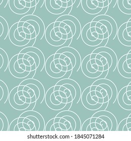 Minimalist spiral line vector seamless pattern collection. Simple colorful background swatches. Abstract modern textures. Green color.