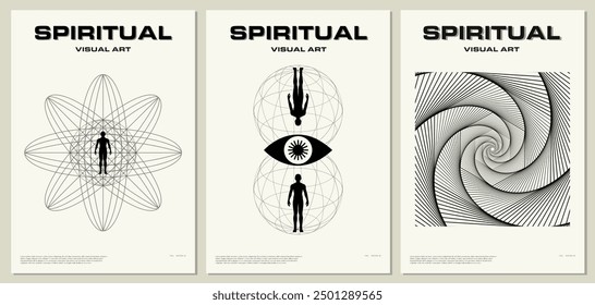 Minimalist spiritual art posters with abstract geometry, line art, and geometric patterns. Ideal for modern decor, meditation spaces, and digital use.