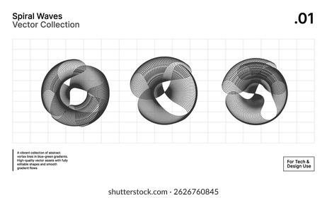 Minimalistische Spirograph Vector Set – Zwarte lijn Abstracte spiraalontwerpen op witte rasterachtergrond