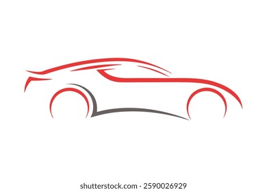 Minimalist Sports Car Sleek Automotive Line Art Vector.