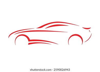 Minimalist Sports Car Sleek Automotive Line Art Vector.