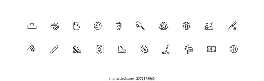 Minimalist Sports and Fitness Icons Set Vector