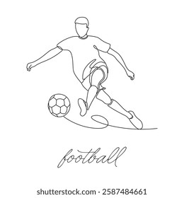 A minimalist sports illustration that reflects the movement of football with a single line.