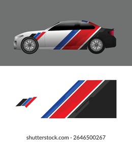  Minimalist sporty car livery decal design with bold lines.