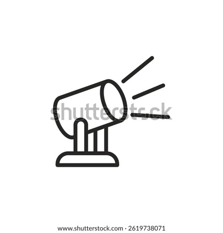 Minimalist Spotlight Icon, Stage Lighting Fixture Representation in Outline Style