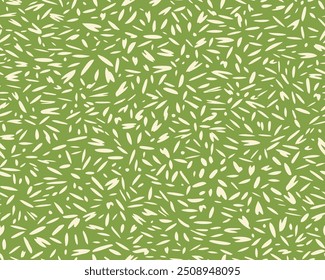 Padrão sem costura manchado minimalista. Formas orgânicas abstratas verdes, pontos, gotas, manchas, círculos, flocos de neve impressos. Vetor mão desenho esboço pontos textura