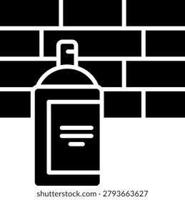 Minimalist Spray Paint Can Icon Against Brick Wall Background Spray paint