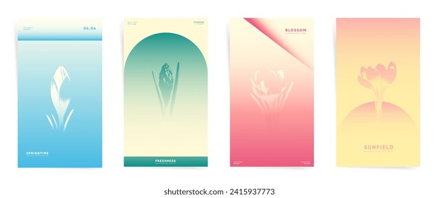Minimalist Spring Vertical Banners with Soft Pastel Gradients and Floral Elegance for Fashion and Marketing