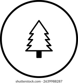 Minimalist Spruce Tree Icon within a Circle Symbolizing Nature and Simplicity
