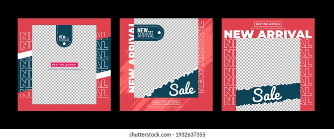 Minimalist square banner template. Editable geometric color background with stripe lines, shape and photo college placement. Vector illustration for print, poster, social media post, and or internet feed.