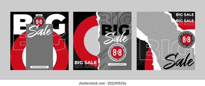 Minimalist square banner template. Editable geometric color background with stripe lines, shape and photo college placement. Vector illustration for print, poster, social media post, and or internet.