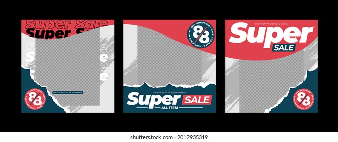 Minimalist square banner template. Editable geometric color background with stripe lines, shape and photo college placement. Vector illustration for print, poster, social media post, and or internet.