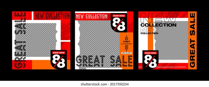 Minimalist square banner template. Editable geometric color background with stripe lines, shape and photo college placement. Vector illustration for print, poster, social media post, and or internet.