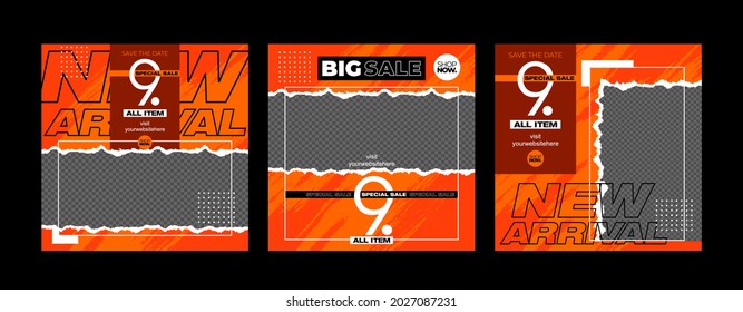 Minimalist square banner template. Editable geometric color background with stripe lines, shape and photo college placement. Vector illustration for print, poster, social media post, and or internet.