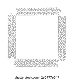 Minimalist square frame with botanical leaf patterns. Elegant vector black outline design for text decoration, invitations or branding